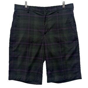 Nike Golf Dri-Fit Plaid Shorts Mens Size 34 Black Purple‎ Stretch Performance